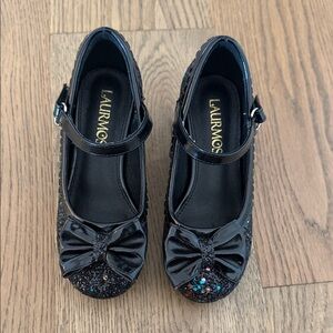 Black Kids Shoes with Bow Detail